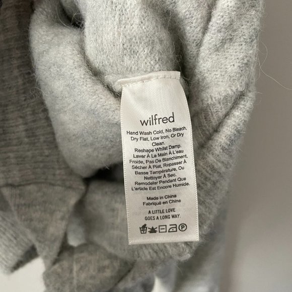 Aritzia Wilfred Lorin Sweater Turtle Neck Long Sleeve Tie Waist Gray Medium - Picture 6 of 7